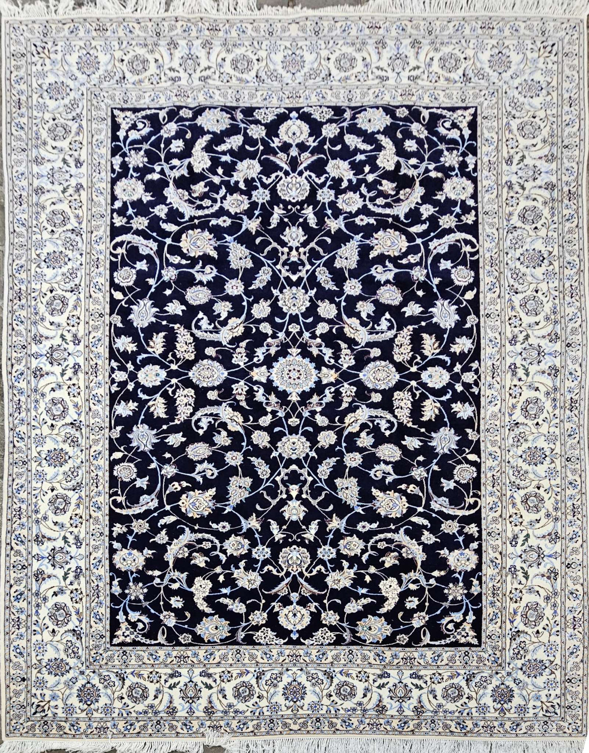 Silk & Fine Persian Nain Traditional Wool Rug 306 x 206 cm (10.04 x 6.76 ft)