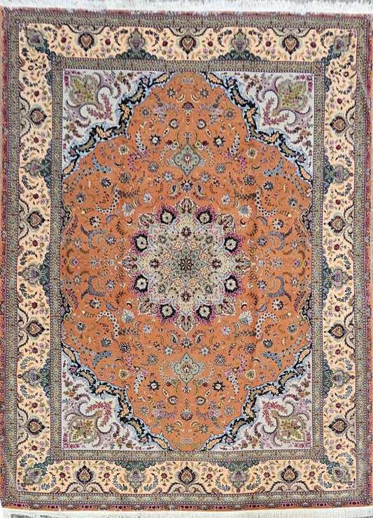 Silk & Fine Persian Tabriz Traditional Wool Rug 405 x 298 cm (13.29 x 9.77 ft)