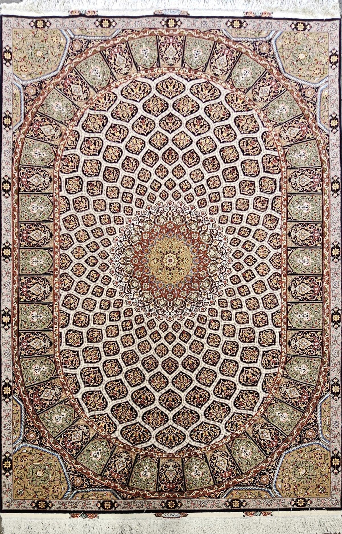 Silk & Fine Persian Tabriz Traditional Wool Rug 300 x 204 cm (9.84 x 6.69 ft)