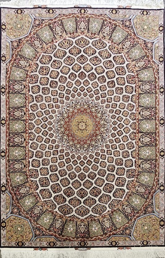 Silk & Fine Persian Tabriz Traditional Wool Rug 300 x 204 cm (9.84 x 6.69 ft)