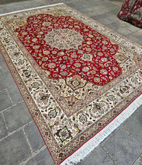 Silk & Fine Persian Tabriz Traditional Wool Rug 300 x 204 cm (9.84 x 6.69 ft)