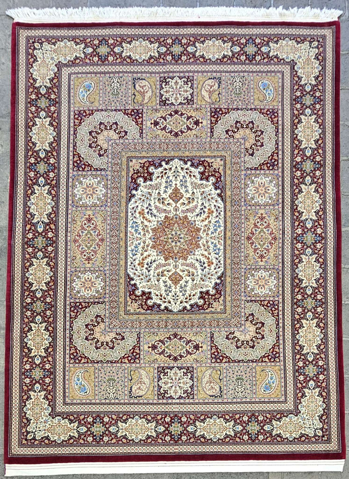 Silk & Fine Persian Qum Traditional Wool Rug 313 x 225 cm (10.27 x 7.38 ft)