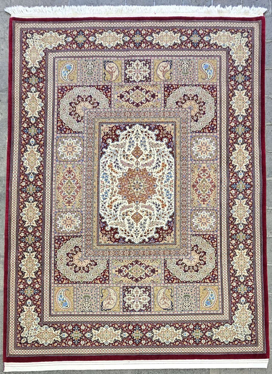 Silk & Fine Persian Qum Traditional Wool Rug 313 x 225 cm (10.27 x 7.38 ft)