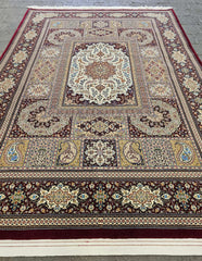 Silk & Fine Persian Qum Traditional Wool Rug 313 x 225 cm (10.27 x 7.38 ft)