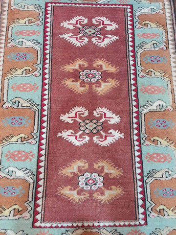 Old Turkish Milas Antique Rug 140 x 90 cm (4.59 x 2.95 ft)