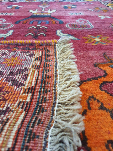 Old Persian Shiraz Qashqai Wool Rug 140 x 105 cm (4.59 x 3.44 ft)
