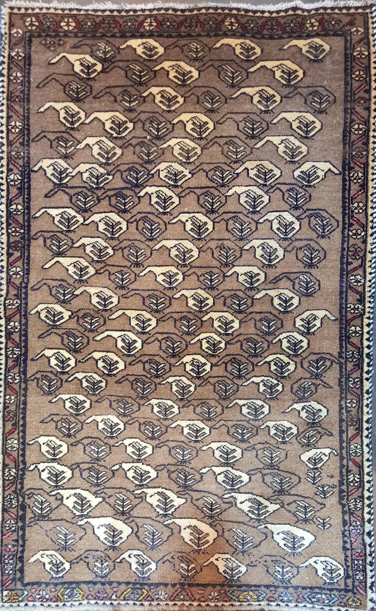 Old Persian Shiraz Qashqai Wool Rug 159 x 105 cm (5.22 x 3.44 ft)