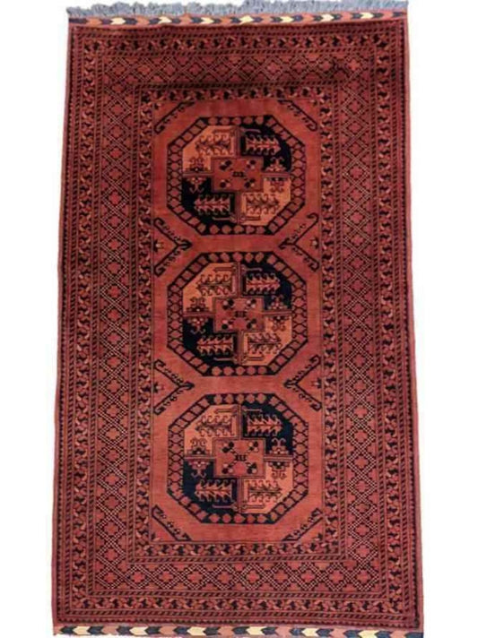 203 x 123 cm fine Afghan natural dye Tribal Red Rug - Rugoutlet