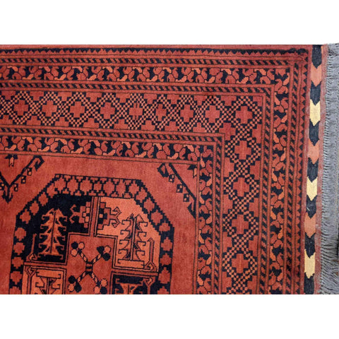 203 x 123 cm fine Afghan natural dye Tribal Red Rug - Rugoutlet