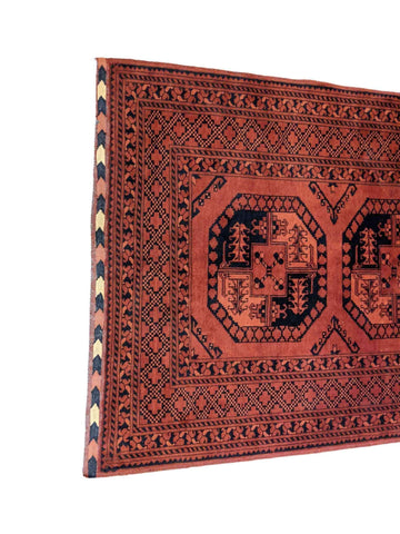 203 x 123 cm fine Afghan natural dye Tribal Red Rug - Rugoutlet