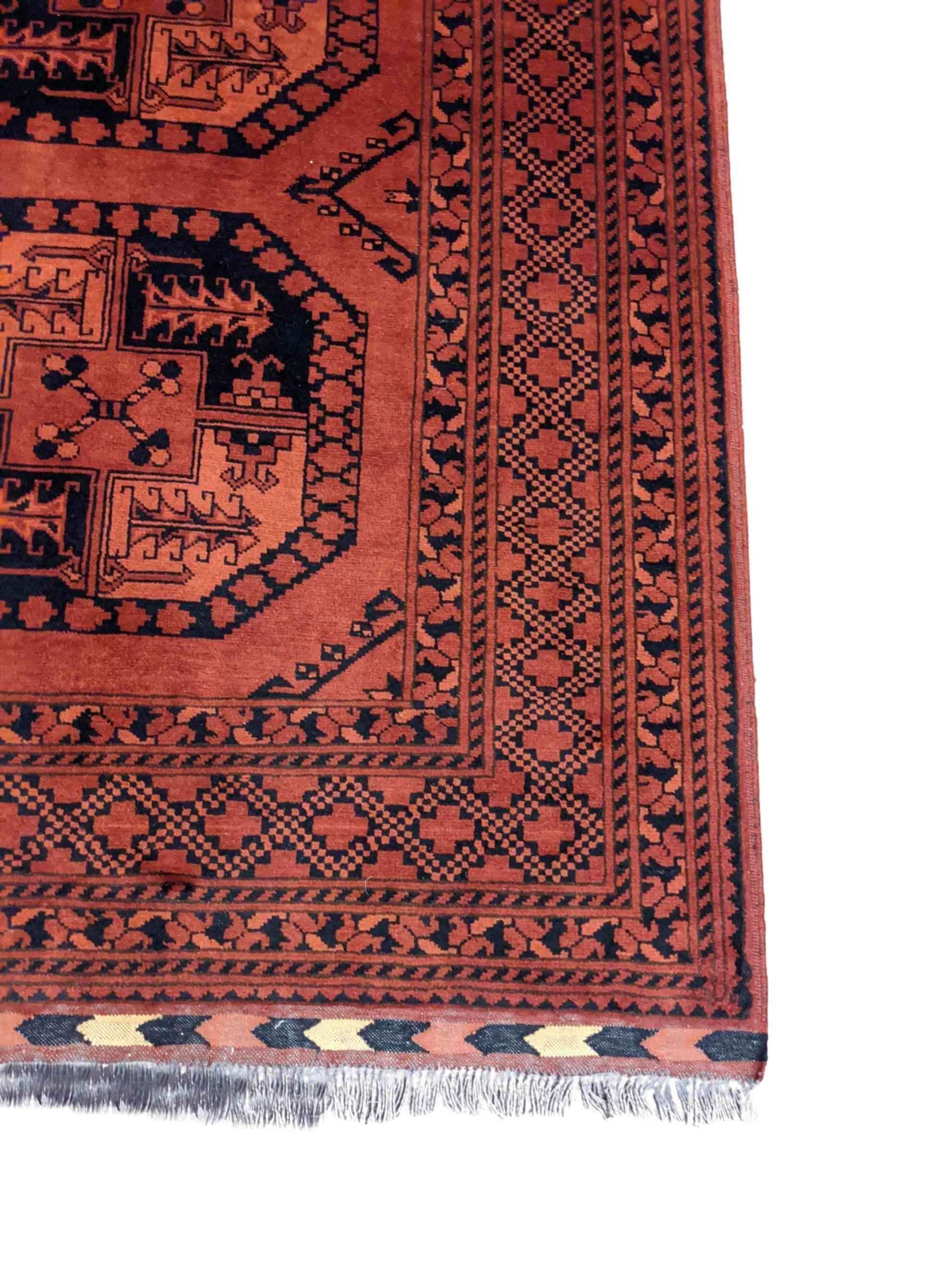 203 x 123 cm fine Afghan natural dye Tribal Red Rug - Rugmaster