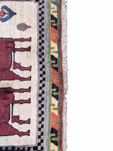 204 x 115 cm Persian Gabbeh nomadic Tribal Brown Rug - Rugoutlet
