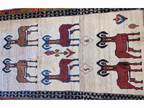 204 x 115 cm Persian Gabbeh nomadic Tribal Brown Rug - Rugoutlet
