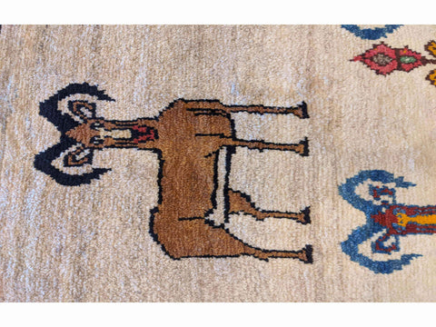 204 x 115 cm Persian Gabbeh nomadic Tribal Brown Rug - Rugoutlet