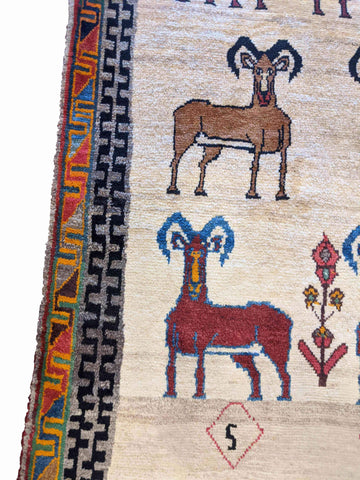 204 x 115 cm Persian Gabbeh nomadic Tribal Brown Rug - Rugoutlet