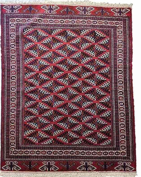 204 x 134 cm fine handmade turkomen Tribal Red Rug - Rugoutlet