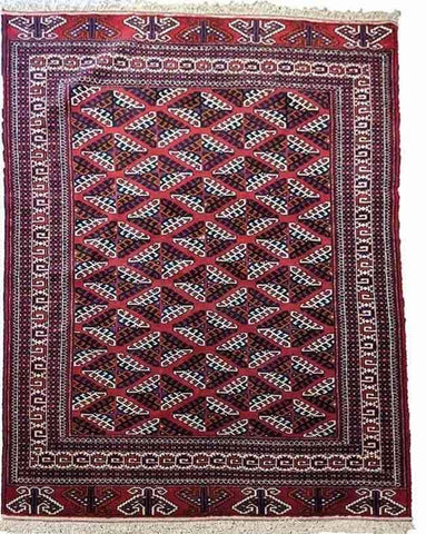 204 x 134 cm fine handmade turkomen Tribal Red Rug - Rugoutlet