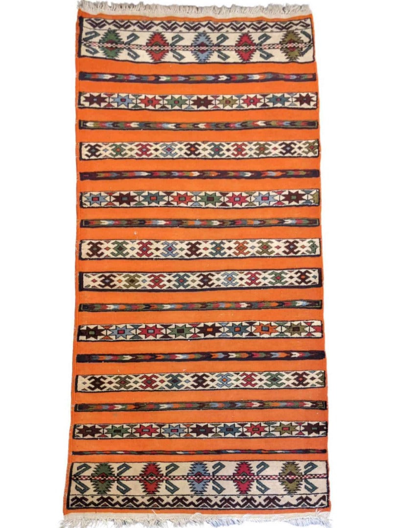 205 x 100 cm Mushwani Tribal Orange Rug - Rugoutlet