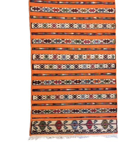 205 x 100 cm Mushwani Tribal Orange Rug - Rugmaster