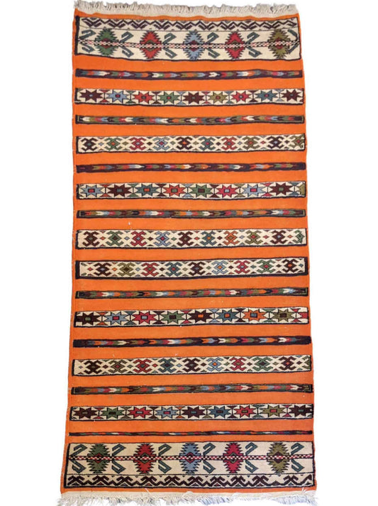 205 x 100 cm Mushwani Tribal Orange Rug - Rugmaster