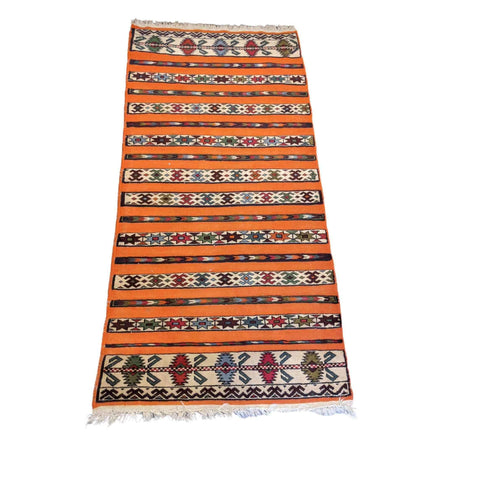 205 x 100 cm Mushwani Tribal Orange Rug - Rugmaster