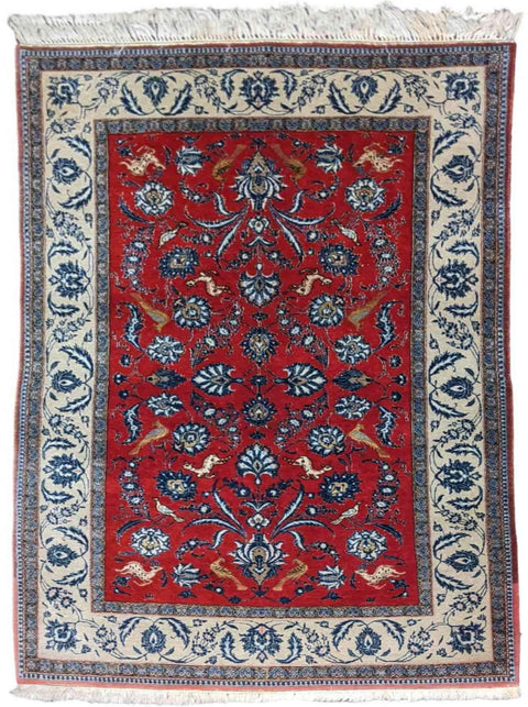 205 x 130 cm Fine Qum Traditional Red Rug - Rugoutlet