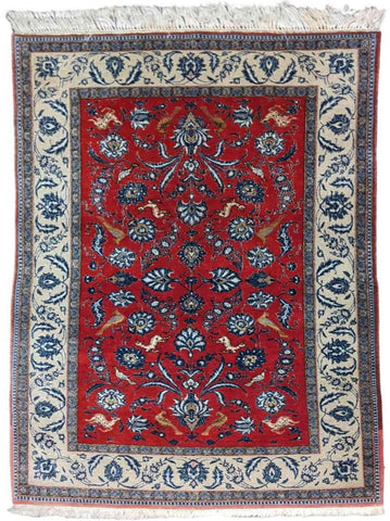 205 x 130 cm Fine Qum Traditional Red Rug - Rugoutlet
