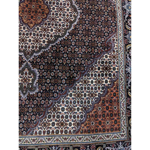 206 x 156 cm Tabriz Traditional Black Rug - Rugmaster