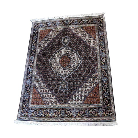 206 x 156 cm Tabriz Traditional Black Rug - Rugmaster