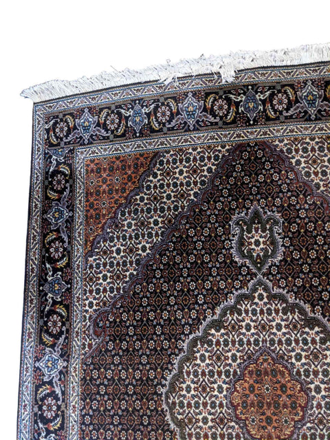 206 x 156 cm Tabriz Traditional Black Rug - Rugmaster