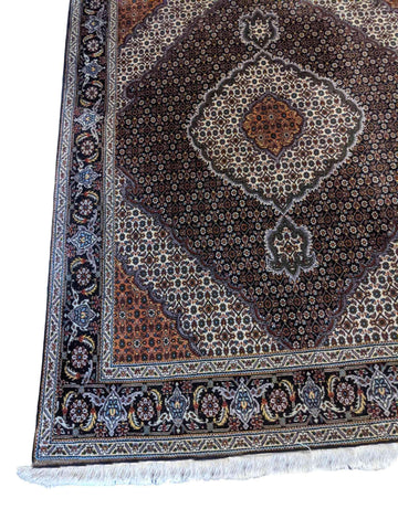 206 x 156 cm Tabriz Traditional Black Rug - Rugmaster