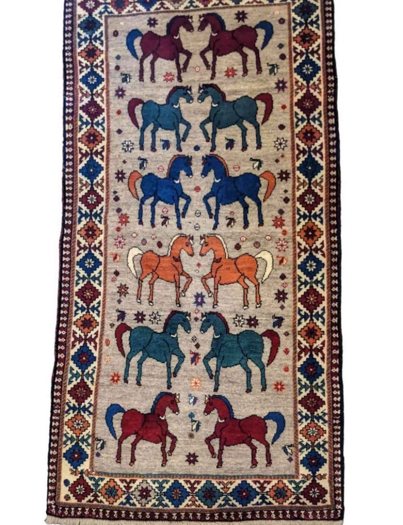 207 x 105 cm Qashqai Tribal Grey Rug - Rugoutlet