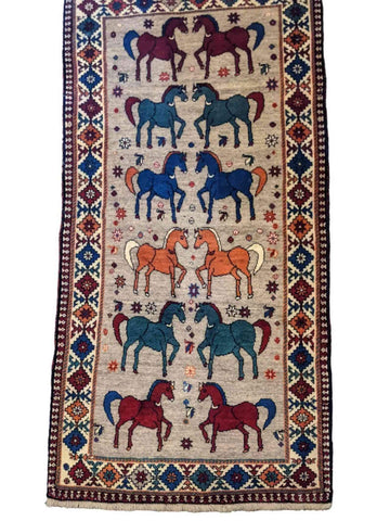 207 x 105 cm Qashqai Tribal Grey Rug - Rugoutlet