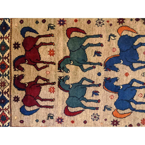 207 x 105 cm Qashqai Tribal Grey Rug - Rugmaster