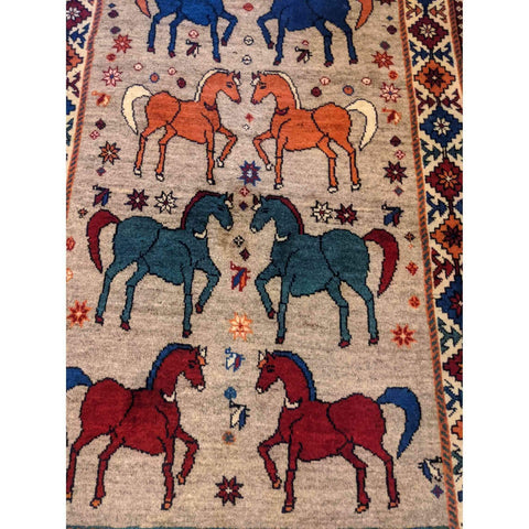 207 x 105 cm Qashqai Tribal Grey Rug - Rugmaster