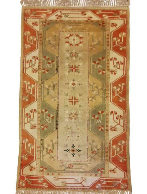 207 x 122 cm Turkish Milas Traditional Yellow Rug - Rugmaster