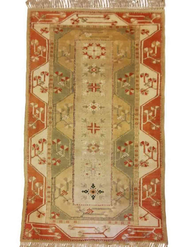 207 x 122 cm Turkish Milas Traditional Yellow Rug - Rugmaster