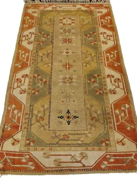 207 x 122 cm Turkish Milas Traditional Yellow Rug - Rugmaster