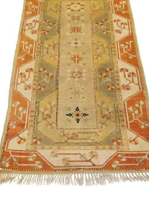 207 x 122 cm Turkish Milas Traditional Yellow Rug - Rugmaster