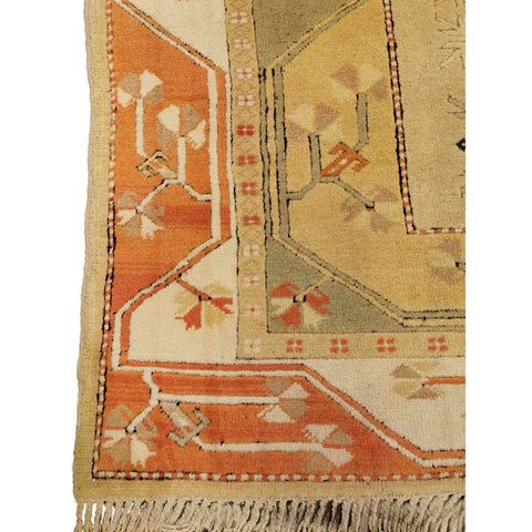 207 x 122 cm Turkish Milas Traditional Yellow Rug - Rugmaster