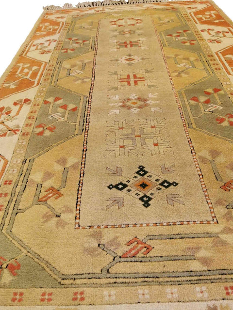 207 x 122 cm Turkish Milas Traditional Yellow Rug - Rugmaster