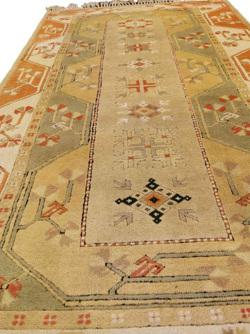 207 x 122 cm Turkish Milas Traditional Yellow Rug - Rugmaster