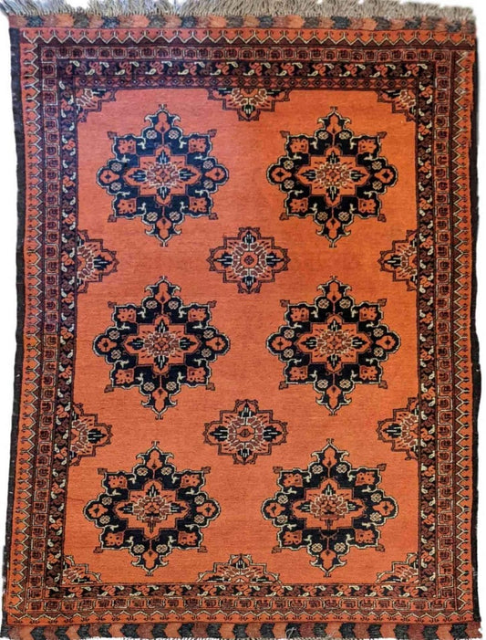 207 x 125 cm Khan Mohammadi Traditional Orange Rug - Rugoutlet