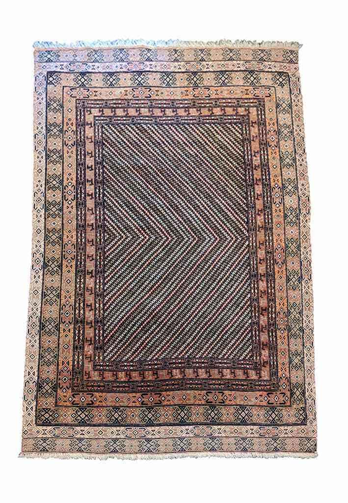 207 x 126 cm Nomadic Afghan Tribal Brown Rug - Rugmaster