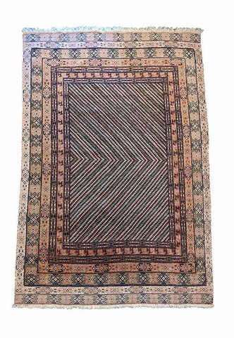 207 x 126 cm Nomadic Afghan Tribal Brown Rug - Rugoutlet