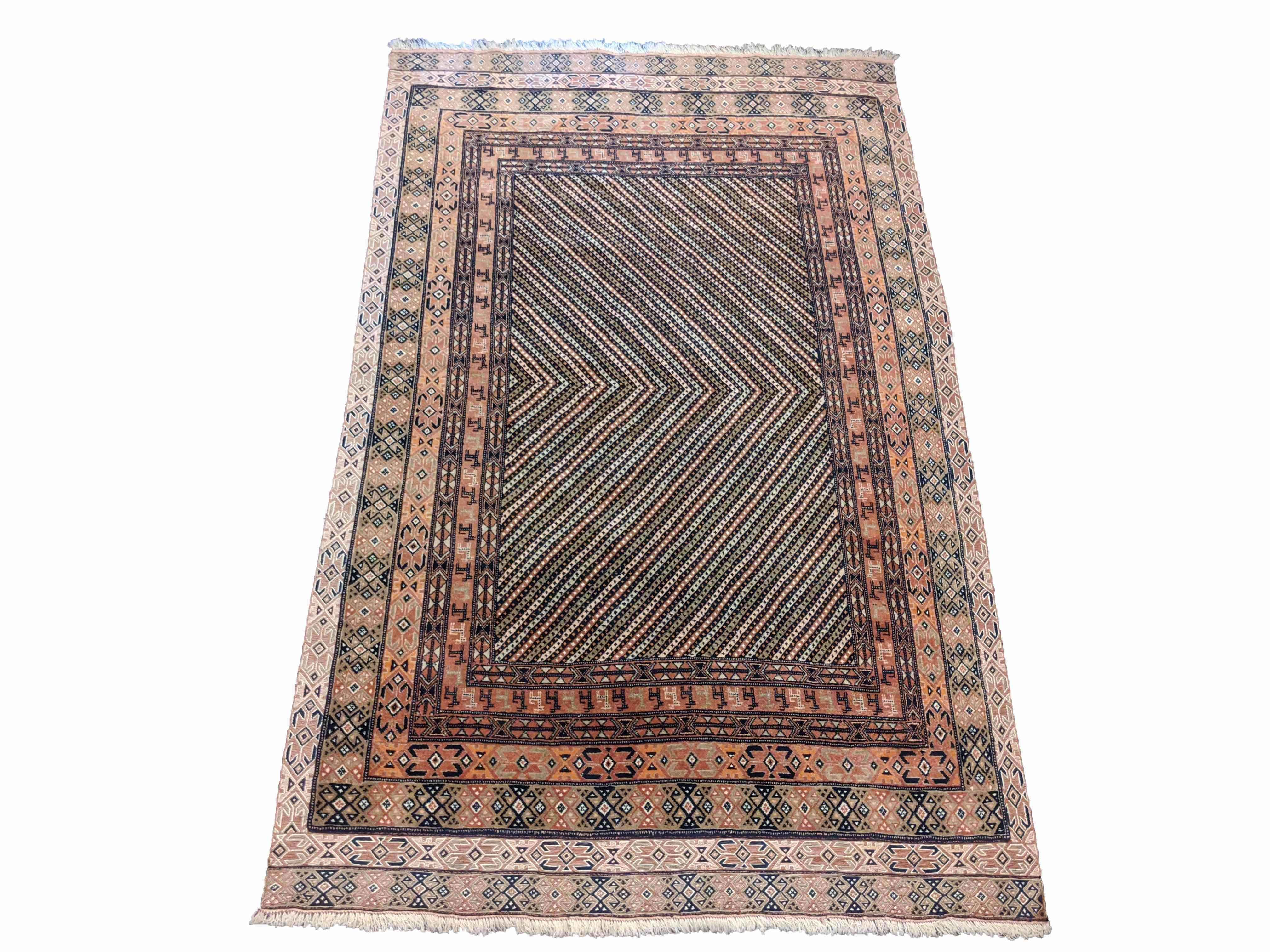207 x 126 cm Nomadic Afghan Tribal Brown Rug - Rugmaster