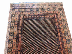 207 x 126 cm Nomadic Afghan Tribal Brown Rug - Rugoutlet