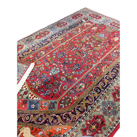 208 x 134 cm Persian Handmade Qum Traditional Red Rug - Rugmaster