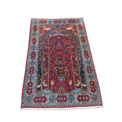 208 x 134 cm Persian Handmade Qum Traditional Red Rug - Rugmaster