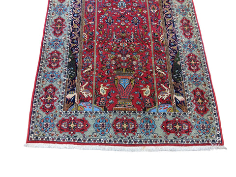 208 x 134 cm Persian Handmade Qum Traditional Red Rug - Rugmaster